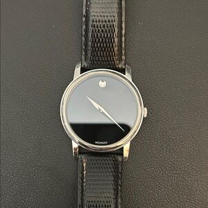 Movado Black Dial Silver Case watch